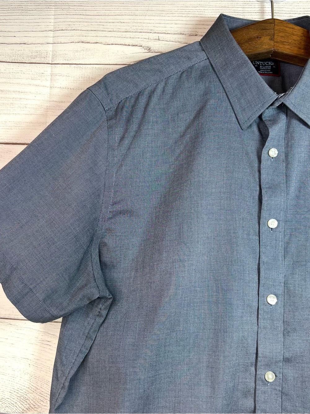 Untuckit Mens Petrus Blue Short Sleeve Button Down Shirt Size XL Wrinkle Free - Picture 3 of 9